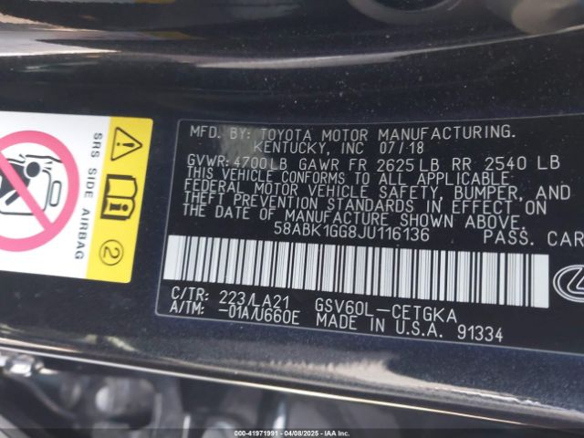 58ABK1GG8JU116136 Lexus ES 350
