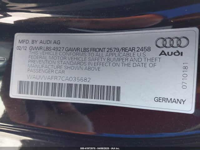 2012 AUDI S5 WAUVVAFR7CA035682 Photo 8