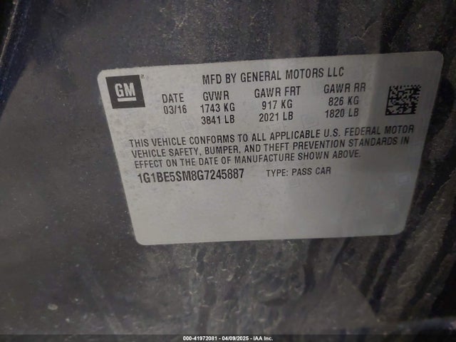 Chevrolet Cruze Lt Auto 2016 1G1BE5SM8G7245887 Image 9