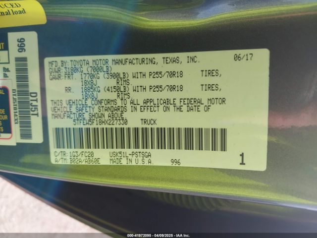5TFEW5F18HX227330 Toyota Tundra Sr5 5.7l V8