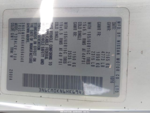 3N6CM0KN6HK694348 Nissan NV200 SV