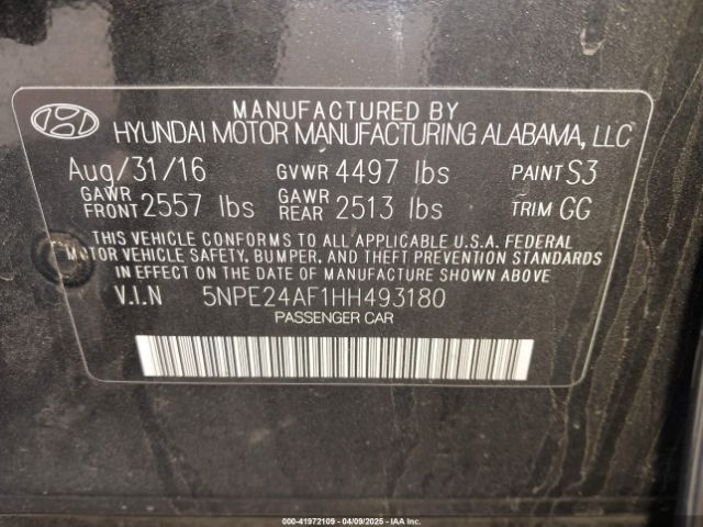 5NPE24AF1HH493180 Hyundai Sonata