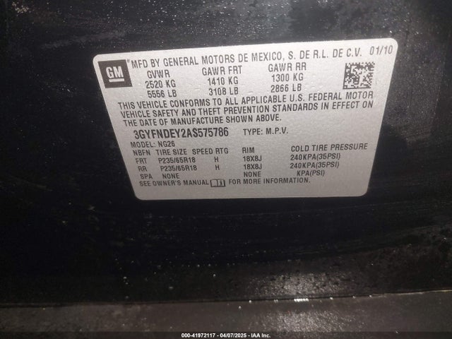 2010 CADILLAC SRX 3GYFNDEY2AS575786 Photo 8