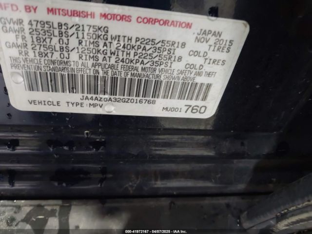 JA4AZ3A32GZ016768 Mitsubishi Outlander Se
