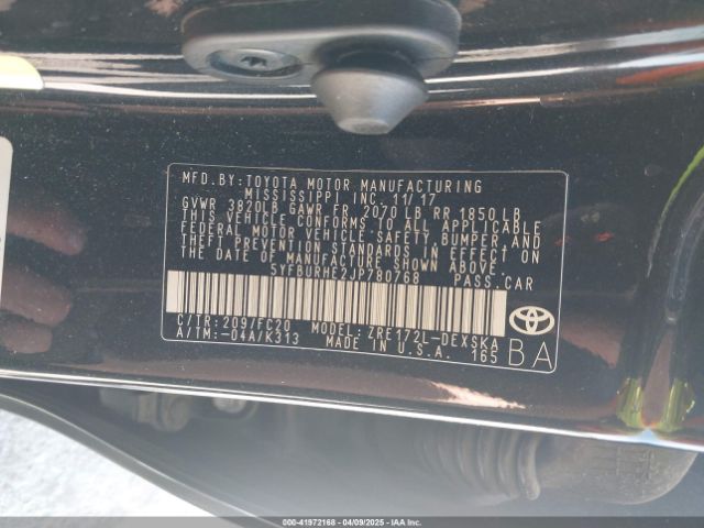 5YFBURHE2JP780768 Toyota COROLLA SE