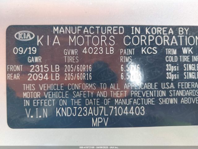 KNDJ23AU7L7104403 KIA SOUL S