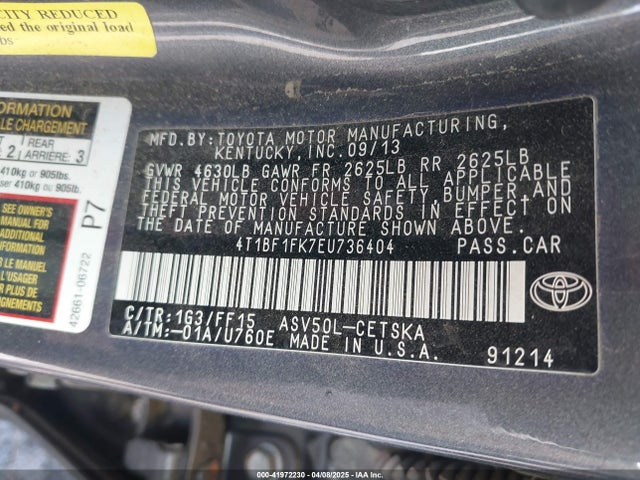 4T1BF1FK7EU736404 Toyota CAMRY SE