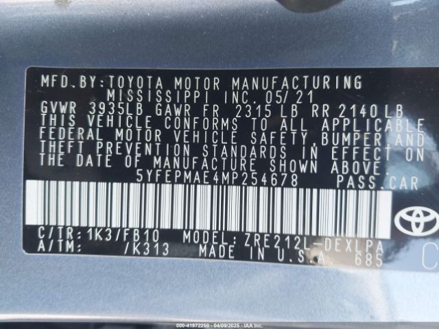 5YFEPMAE4MP254678 Toyota COROLLA LE