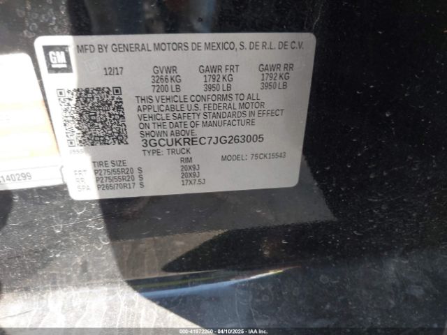 3GCUKREC7JG263005 Chevrolet Silverado 1500 2lt
