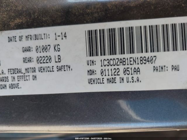 1C3CDZAB1EN189407 Dodge AVENGER SE