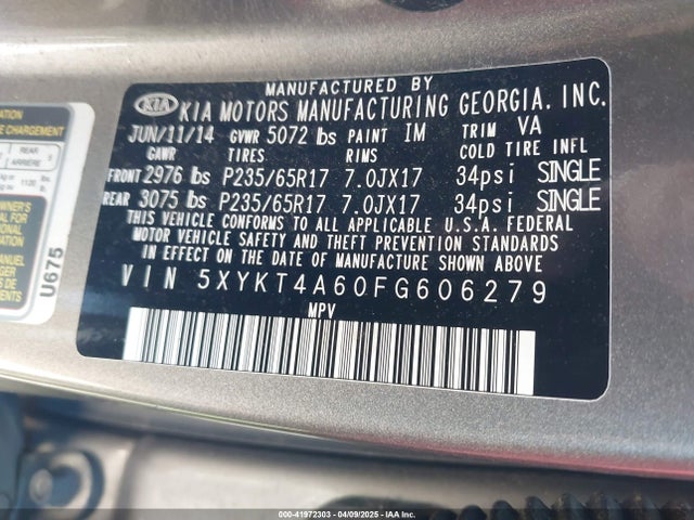 5XYKT4A60FG606279 KIA SORENTO LX
