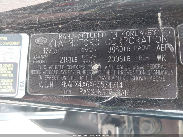 KNAFX4A6XG5574714 KIA FORTE LX