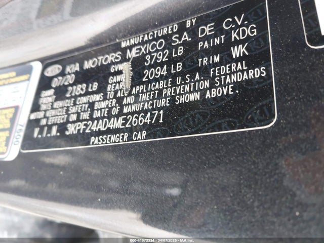 3KPF24AD4ME266471 KIA mpi nu