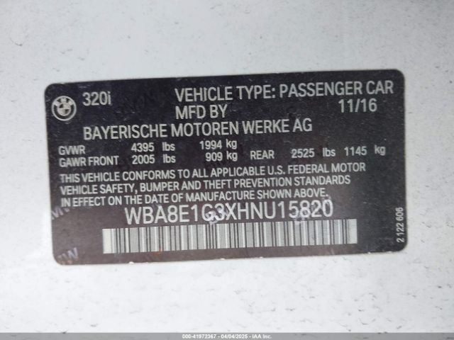 WBA8E1G3XHNU15820 BMW 320i