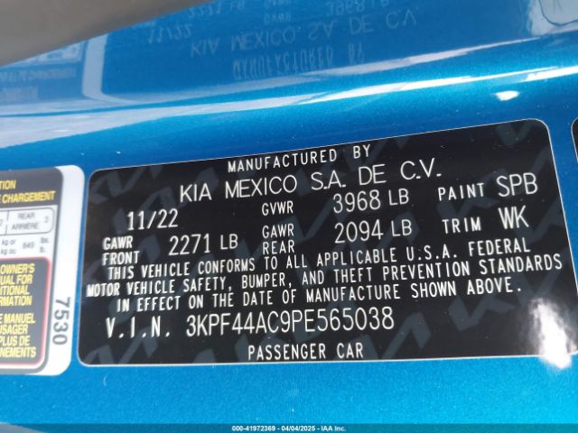 3KPF44AC9PE565038 KIA FORTE GT
