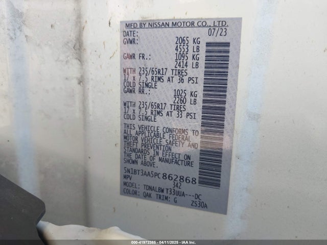 Nissan 2023 2023 5N1BT3AA5PC862868 Image 9