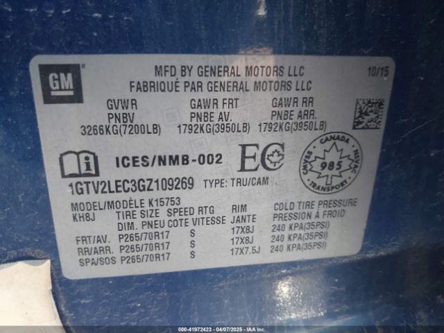 1GTV2LEC3GZ109269 GMC SIERRA 1500