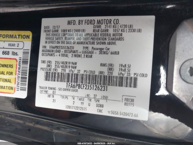 2018 FORD MUSTANG 1FA6P8CF2J5126231 Photo 8