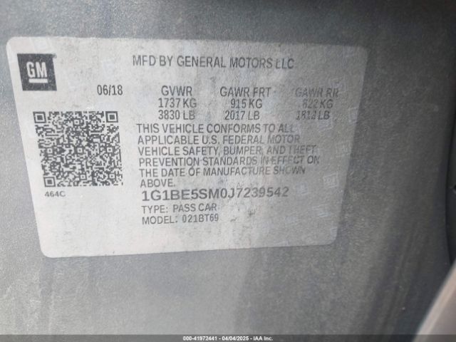 1G1BE5SM0J7239542 Chevrolet Cruze Lt Auto