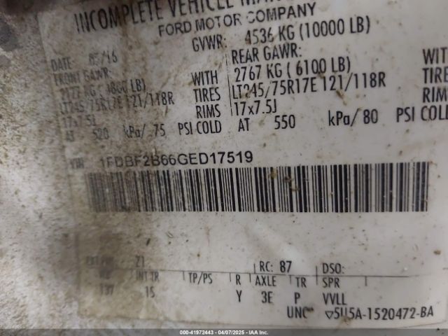 1FDBF2B66GED17519 Ford F-250 Xl