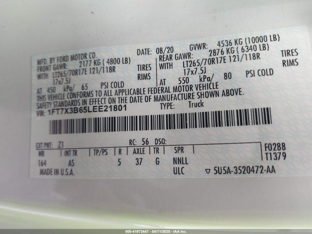 Ford F-350 Xl 2020 1FT7X3B65LEE21801 Image 9