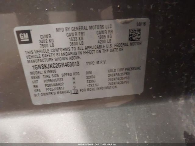 1GNSKJKC2GR463013 Chevrolet Suburban Ltz