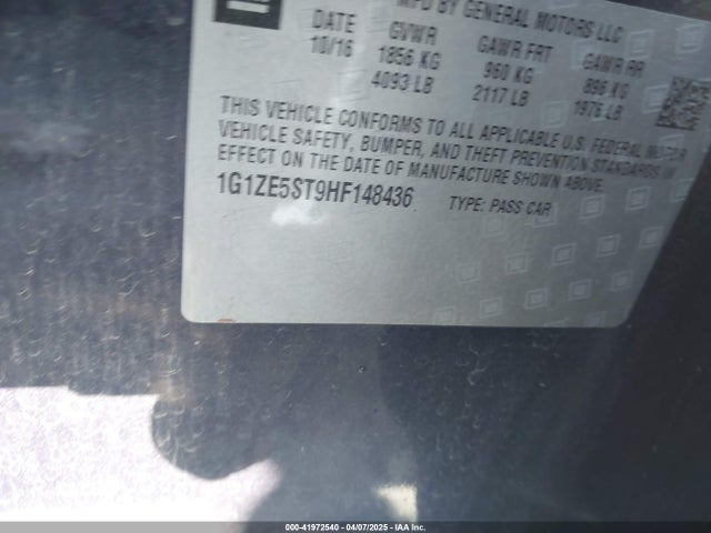 1G1ZE5ST9HF148436 Chevrolet MALIBU 1LT