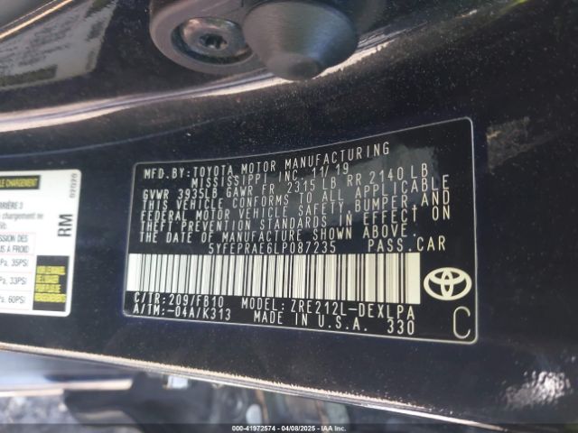 5YFEPRAE6LP087235 Toyota COROLLA LE