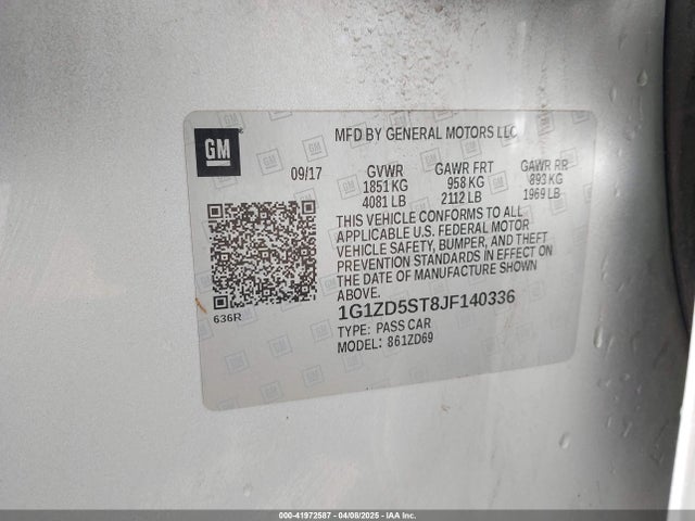 1G1ZD5ST8JF140336 Chevrolet MALIBU LT