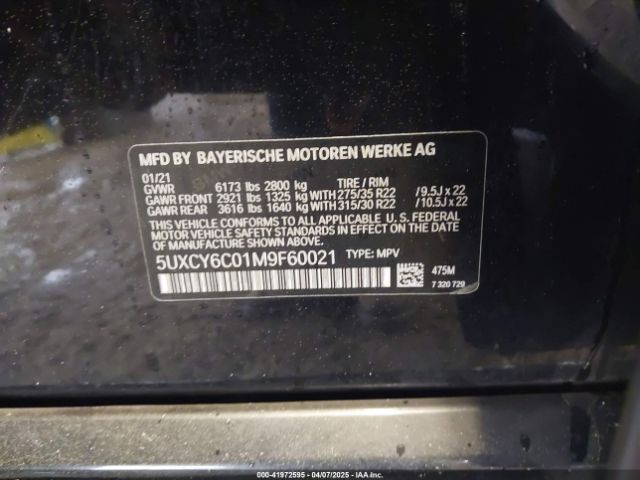 5UXCY6C01M9F60021 BMW X6 Xdrive40i