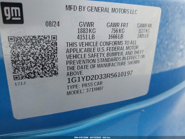 1G1YD2D33R5610197 Chevrolet Corvette Z06 Rwd  1lz