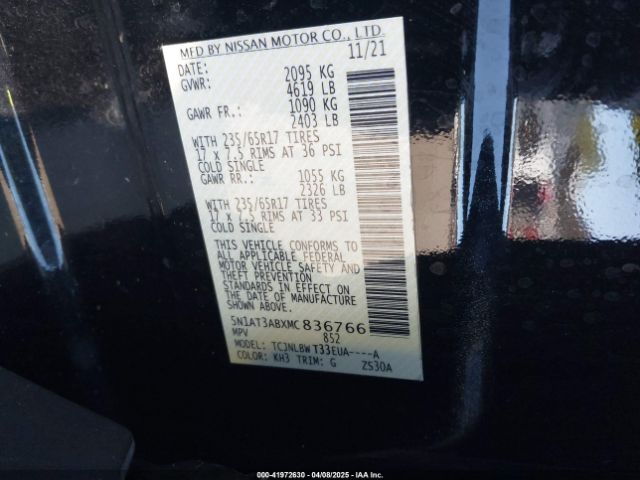 5N1AT3ABXMC836766 Nissan Rogue S Intelligent Awd