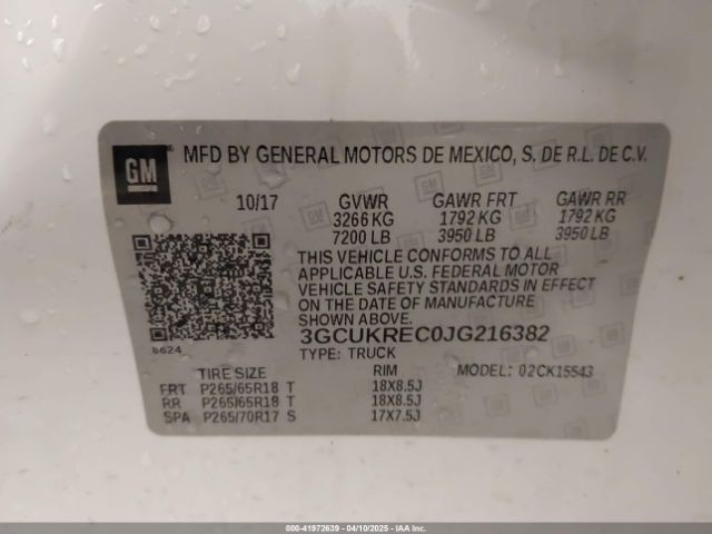 2018 CHEVROLET SILVERADO 1500 3GCUKREC0JG216382 Photo 8