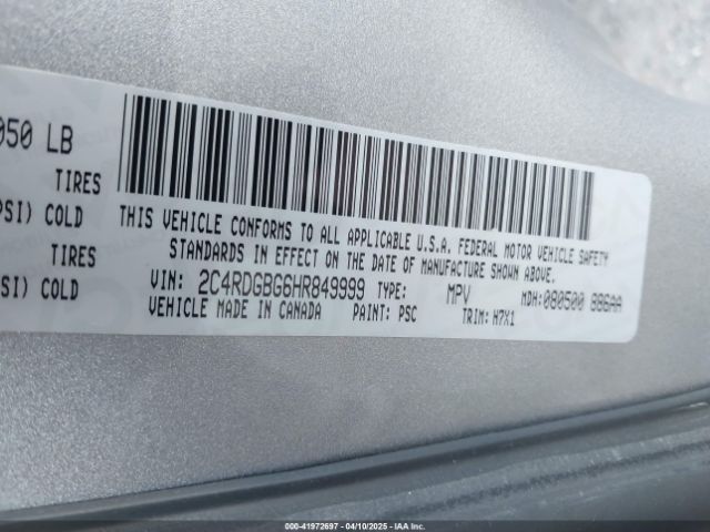 2C4RDGBG6HR849999 Dodge Grand Caravan Se