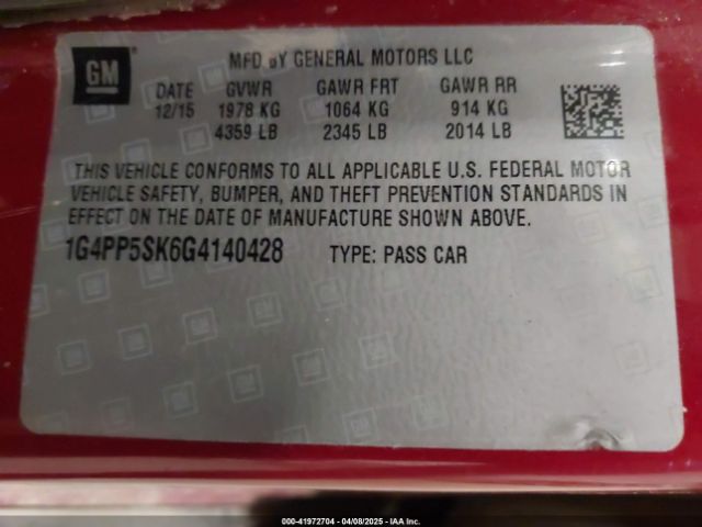 1G4PP5SK6G4140428 Buick Verano