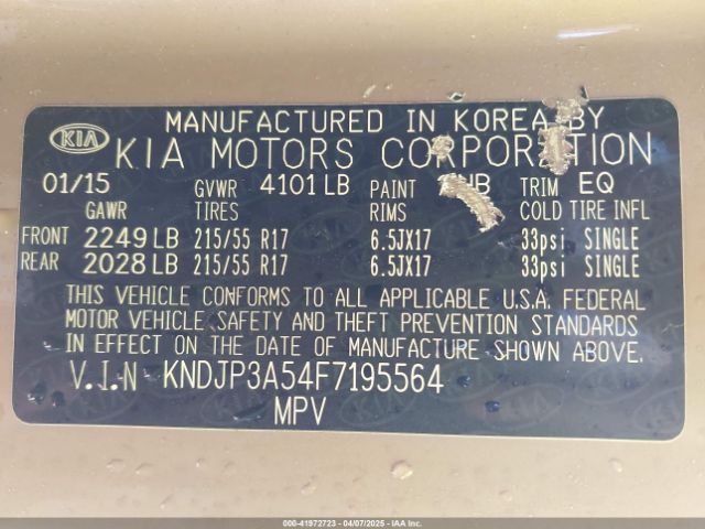 KNDJP3A54F7195564 KIA SOUL +