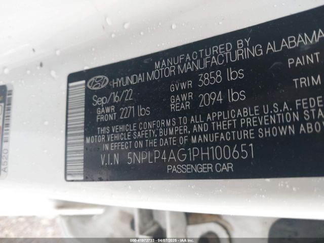 5NPLP4AG1PH100651 Hyundai Elantra Limited