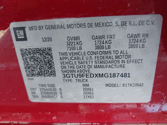 3GTU9FEDXMG187481 GMC SIERRA 1500