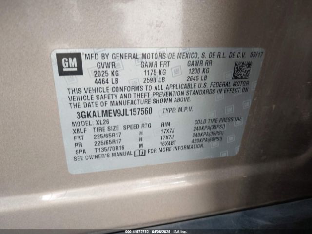 3GKALMEV9JL157560 GMC lyx - direct injection, vvt, fgt, turbo, alum, gen 1