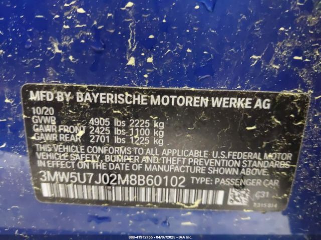 3MW5U7J02M8B60102 BMW 3 Series M340i