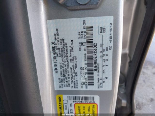 3FA6P0HD2JR256502 Ford FUSION SE