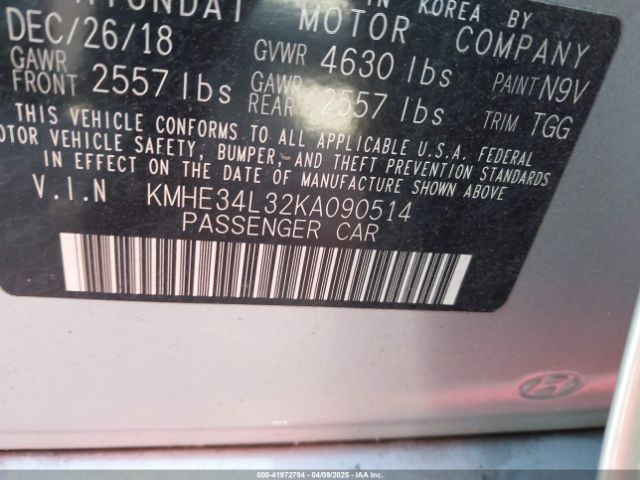 KMHE34L32KA090514 Hyundai Sonata Hybrid Limited