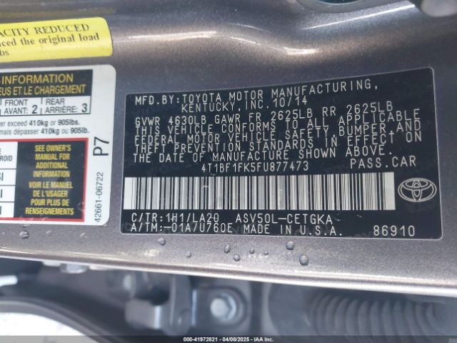 4T1BF1FK5FU877473 Toyota CAMRY XLE