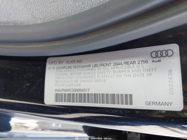 WAUFMAFC3GN004317 Audi A6 3.0 Tdi Premium Plus