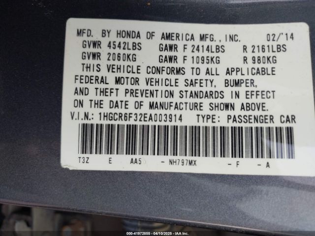 1HGCR6F32EA003914 Honda ACCORD HYBRID