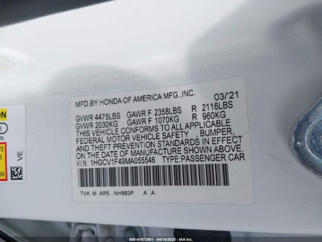 1HGCV1F49MA055546 Honda Accord Sport Special Edition