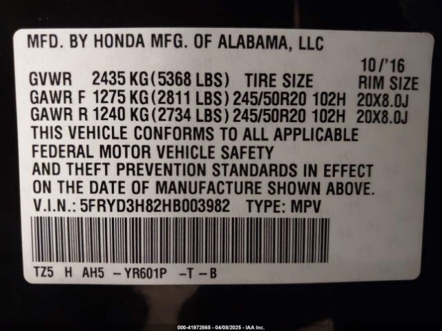 2017 ACURA MDX 5FRYD3H82HB003982 Photo 8