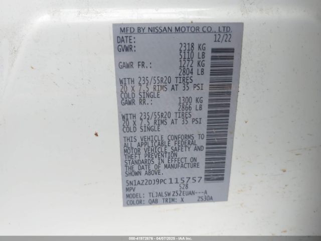5N1AZ2DJ9PC115757 Nissan Murano Platinum Fwd
