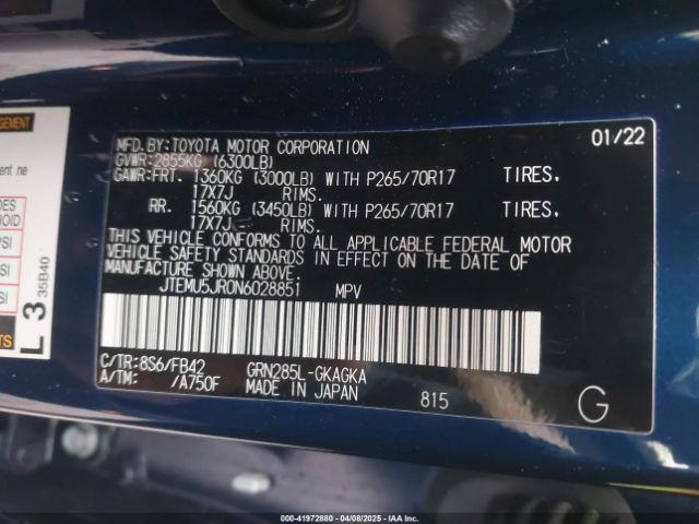 JTEMU5JR0N6028851 Toyota 4RUNNER SR5