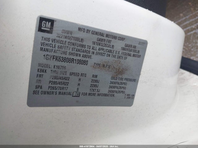 2008 CADILLAC ESCALADE 1GYFK63808R108080 Photo 8